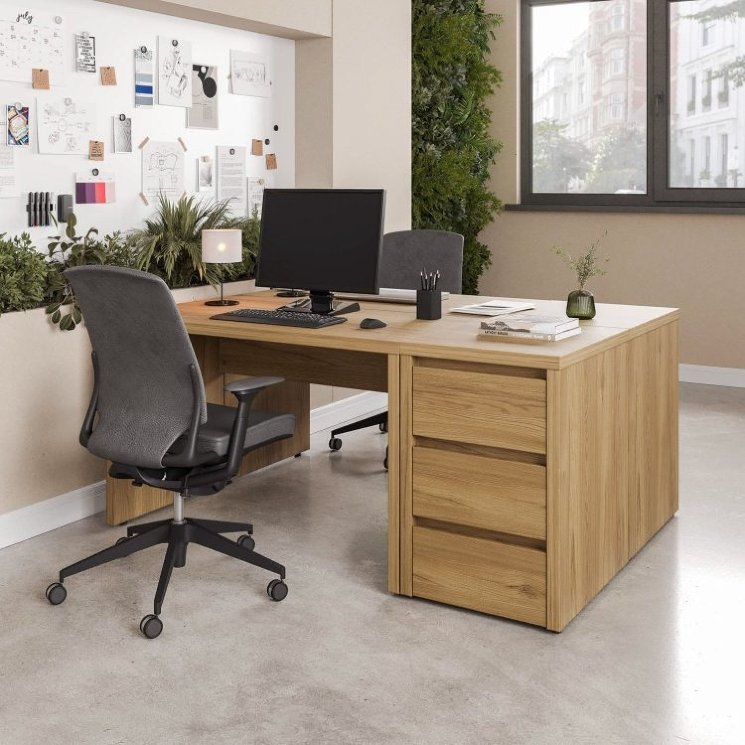 Conjunto Home Office 4 Peças 2 Mesas 120cm 2 Gaveteiros Ficus Cabecasa Madeiramadeira Rovere