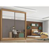 Roupeiro Zurique 2 Portas Espelhada 100 Mdf Amendoa/ Off White
