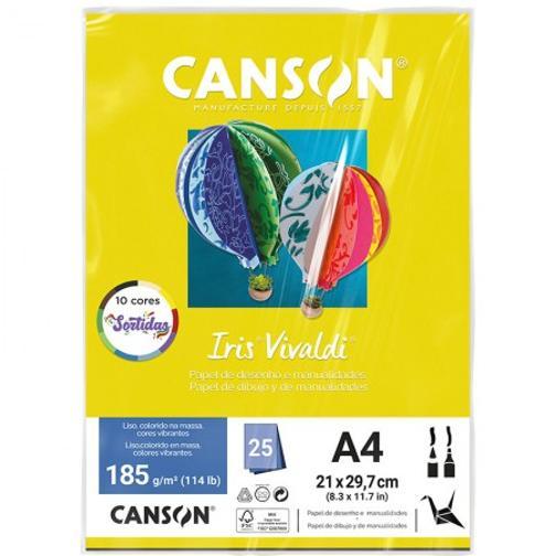 Papel Color Vivialdi A4 185g Sortido Com 25 Folhas - Canson