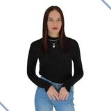 Blusa De Frio Feminina Gola Alta Cacharrel Manga Longa Tricô