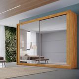 Roupeiro Creta 100 Mdf Com 2 Portas Espelhadas Peroba/ Off White