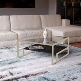 Mesa De Centro Industrial Toledo Preto Tampo Vidro Base Ferro Off White - Cor: Branco