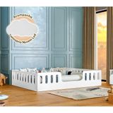 Cama Casal Design Montessoriana Helo Branco Luminária Led Branco