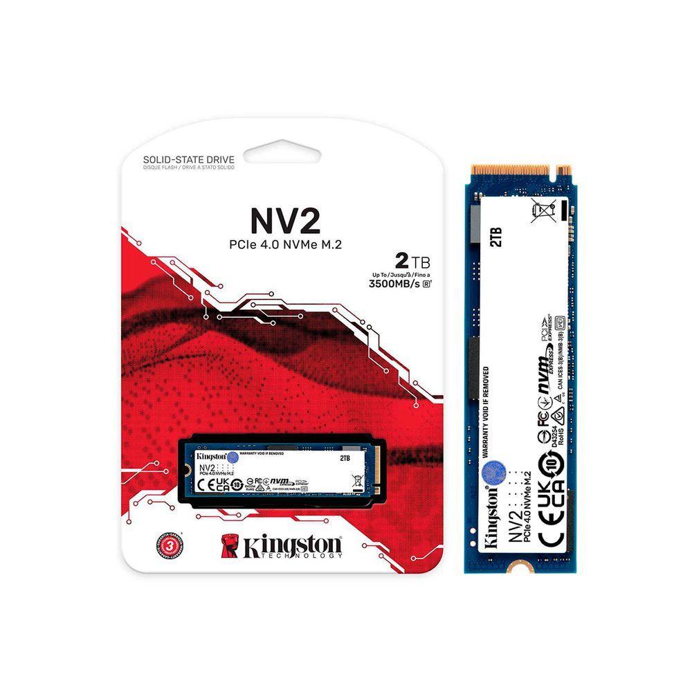 Ssd 2tb Kingston Nv2, M.2 2280, Nvme Pcie 4.0 X4, Leitura 3500mb/s, Gravação 2800mb/s - Snv2s/2000g