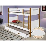 Treliche Infantil Montessoriana Solteiro Heloisa Branca E Amêndoa Acompanha Luminária Led Branco
