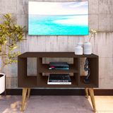 Rack Para Tv Paris Com 4 Nichos Com Pés Retrô - Imbuia - Marrom