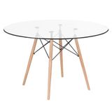 Mesa De Jantar Redonda Eames Eiffel Com Tampo De Vidro 120 Cm Incolor