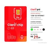 CHIP CLARO PREZAO MENSAL E RECARGA 12GB  Confira os DDDs