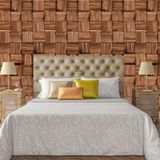 Papel De Parede Adesivo Bloco 3d De Madeira Lavável Cozinha 3m