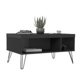 Mesa de Centro Liberty Preto com 2 Nichos e Pés Artely