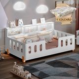 Cama Infantil Montessoriana Com Colchão Juvenil Led E Nicho Nina - Branca - Branco