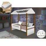 Cama Montessoriana Infantil Sara Solteiro Com Led E Colchão Divaloto - Branco/amêndoa - Branco