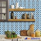 Papel De Parede Azulejo Cozinha Português Lávavel Rosado 3m Azul