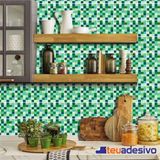 Papel De Parede Azulejo Cozinha Lávavel Pastilha Verde 3m