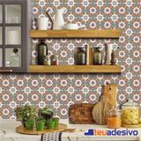 Papel De Parede Azulejo Cozinha Português Lávavel Vermelho 3m