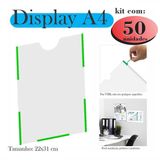 50 Display A4 Expositor Porta Folha Quadro Aviso Parede Petg