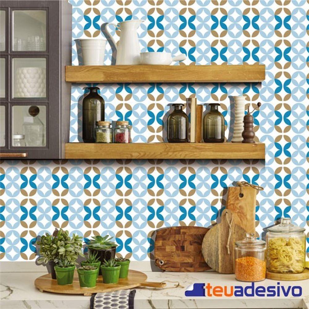 Papel De Parede Azulejo Cozinha Português Lávavel Rosado 3m Azul Aço