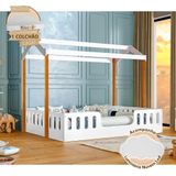 Cama Casal Casinha Montessoriana Ágatha Com Colchão Branco/mel Incluso Luminária Branco