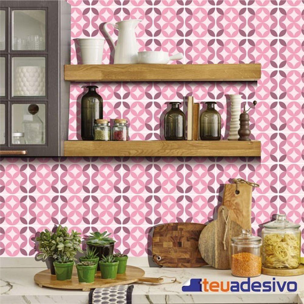 Papel De Parede Azulejo Cozinha Português Lávavel Rosado 3m Rosa