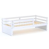 Cama Solteiro Slim Com Grade De Proteção Madeira Maciça Branco Housin