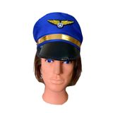 Chapéu Quepe De Aviador Piloto Azul Cosplay Festas Carnaval