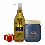 Kit Hobety Banho De Ouro Shampoo 750ml + Mascara 750gr