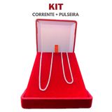 Kit Prata  925 Corrente Masculina + Pulseira Grumet Fina