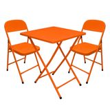 Conjunto Mesa Com 2 Cadeiras Dobráveis Bar Restaurante Aço