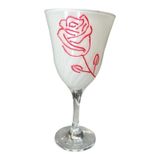 Taça Pomba Gira Rosa Caveira Altar 20 Cm Vidro Luxo 400 Ml