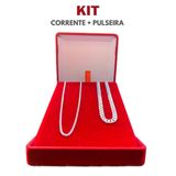 Kit Prata  925 Corrente Masculina + Pulseira Grumet 925 Fina