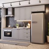 Cozinha 4 Peças Com Módulo De Forno De Embutir Amy Casa 812 Cinza