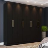 Guarda-Roupa Casal 8 Portas 4 Gavetas Paris Casa 812 Preto HP