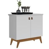 Balcão Aparador Buffet Absoluto 2 Portas Com Pés De Madeira Branco Retrô J&amp;a Branco