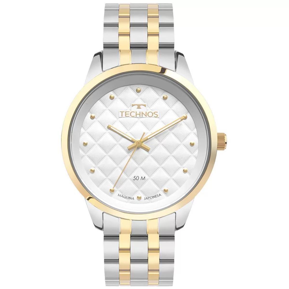 Relogio Technos Feminino Bicolor Dourado Prata 2035mxk/1k