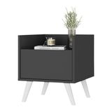 Mesa De Cabeceira 40cm Retrô Multimóveis V4041 Preta/branca Preto/branco