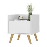 Mesa De Cabeceira 40cm Retrô Multimóveis V4041 Branca/natural Branco/natural