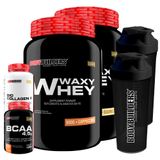 Kit 2 Whey Protein Waxy + Bio Colagen Ii Baunilha Cappuccino