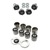 Kit Bico De Válvula Cromado Roda + Parafusos De Placa Honda