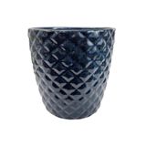 Vaso Decorativo Azul Pineapple De Chão 30x31cm Cerâmica