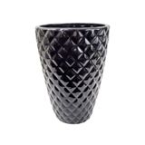 Vaso Decorativo Preto Pineapple De Chão 35x24cm Cerâmica