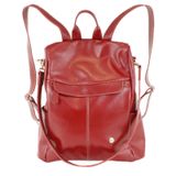 Mochila Bolsa Feminina Ombro De Couro Legitimo Vermelho