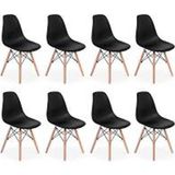 Kit - 8 X Cadeiras Charles Eames Eiffel Dsw - Base De Madeir