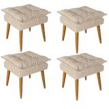 Kit 04 Puff Puf Banqueta Opala Para Quarto Sala Recepção Suede Bege - Ninho Decor