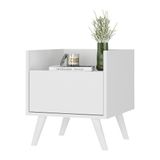 Mesa De Cabeceira 40cm Retrô Multimóveis V4041 Branca Branco