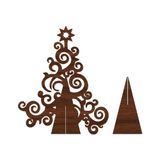 Árvore De Natal Com Arabescos 25cmx30cm - Cria Arte Laser Madeira Escuro