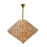 LUSTRE DIAMOND SL-5691L H17 CHP+DR, ESTRUTURA EM METAL DOURADO E CRISTAIS NA COR CHAMPANHE, 17XG9, HEVVY.