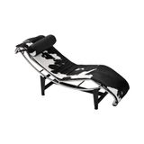 Chaise Lc-4 Inox Em Couro Vaquejada Preto E Branco Cor Preto