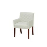 Poltrona Decorativa Liverpool Base Madeira Corano Bege