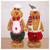 Decoração Dupla Boneco Natal Ginger Biscoito Perna Ajustável 75cm