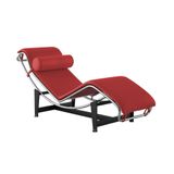 Chaise Lc-4 Cromada Em Couro Natural Vermelho Cor Vermelho
